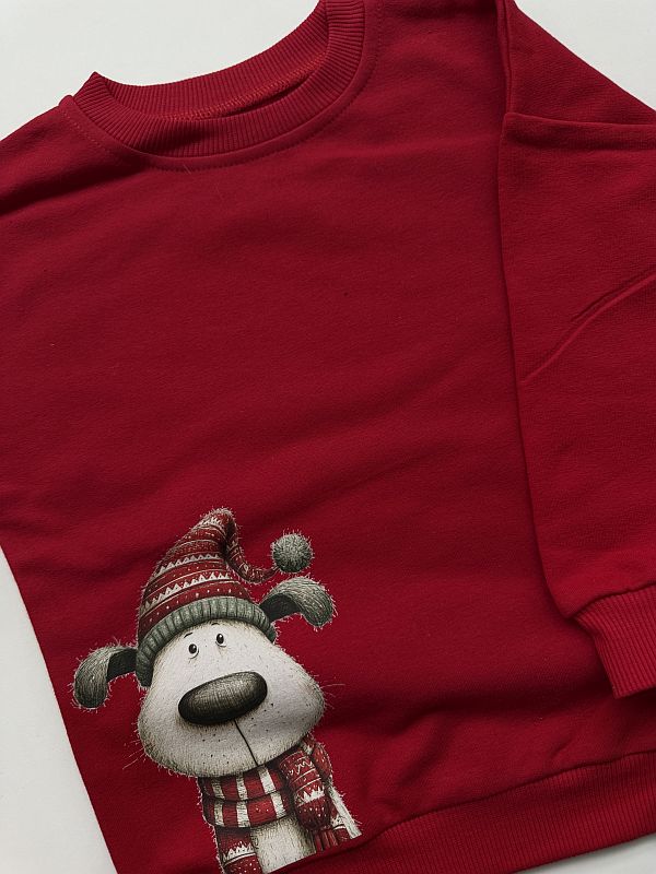 Bluza czerwona piesek rozmiar 98