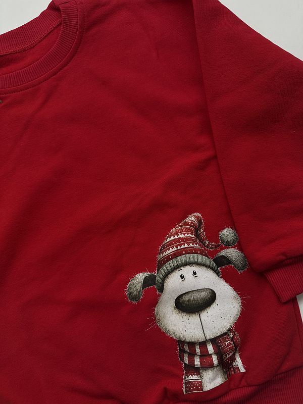 Bluza czerwona piesek rozmiar 104