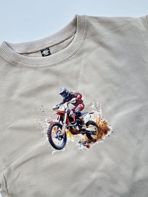 Koszulka beżowa krótki rękaw motocros rozmiar 104