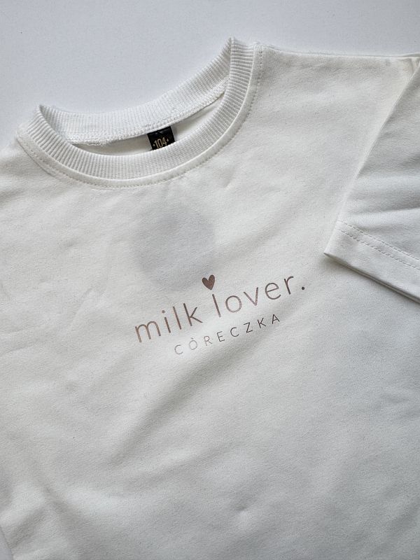 Koszulka ecru krótki rękaw milk lover rozmiar 104