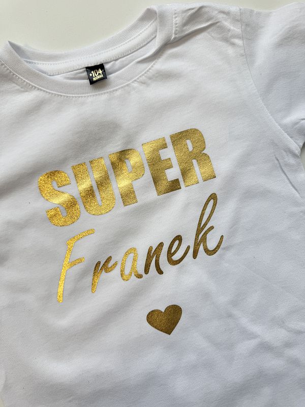 Koszulka biała krótki rękaw super Franek rozmiar 104