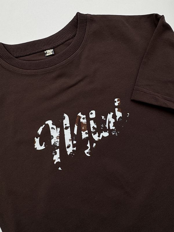 Koszulka czekoladowa krótki rękaw mini rozmiar 110