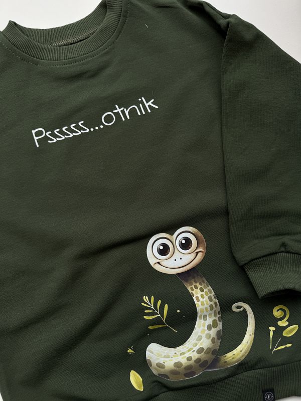 Bluza zielona wąż psotnik rozmiar 110