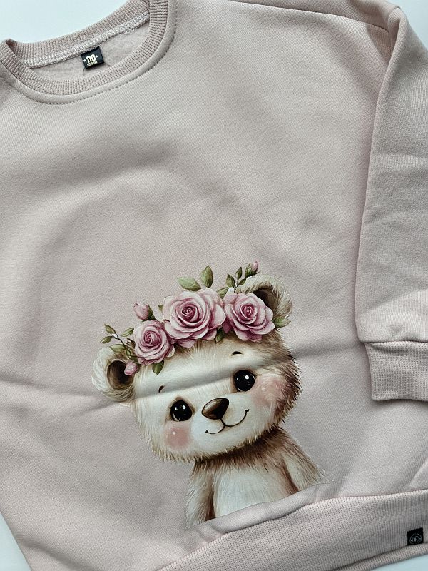 Bluza różowa miś w wianku rozmiar 110