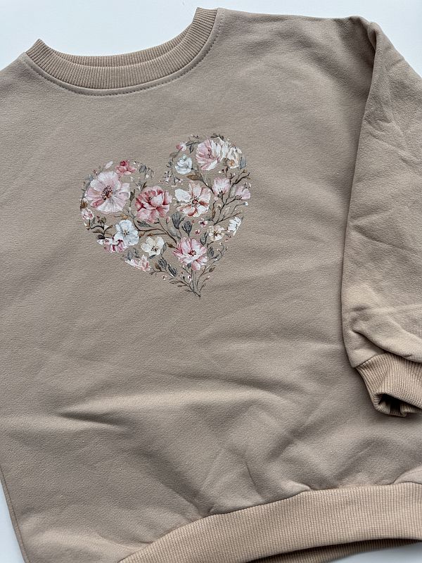 Bluza beżowa kwiatowe serce rozmiar 116