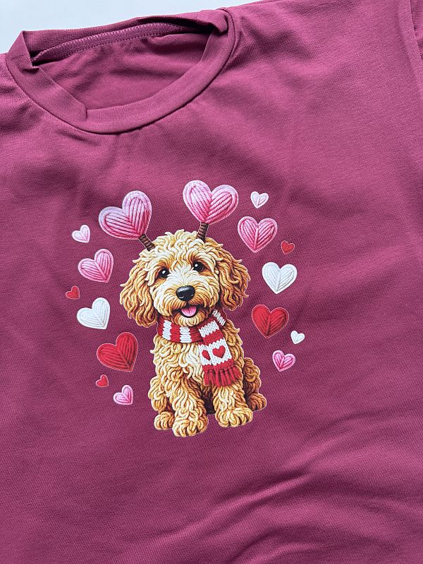 Koszulka malaga krótki rękaw piesek w serduszkach rozmiar 116