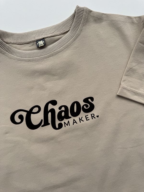 Koszulka beżowa krótki rękaw chaos maker rozmiar 116