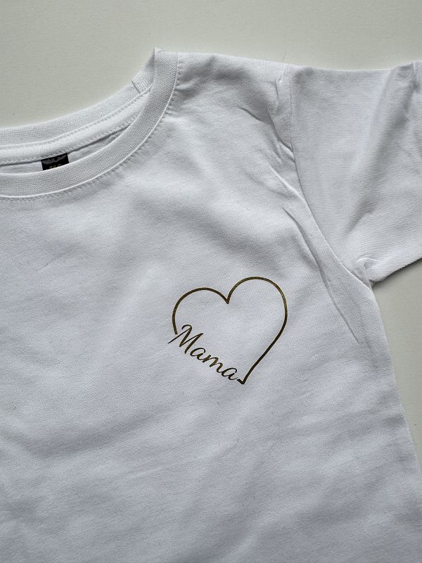 Koszulka biała krótki rękaw serce mama rozmiar 116