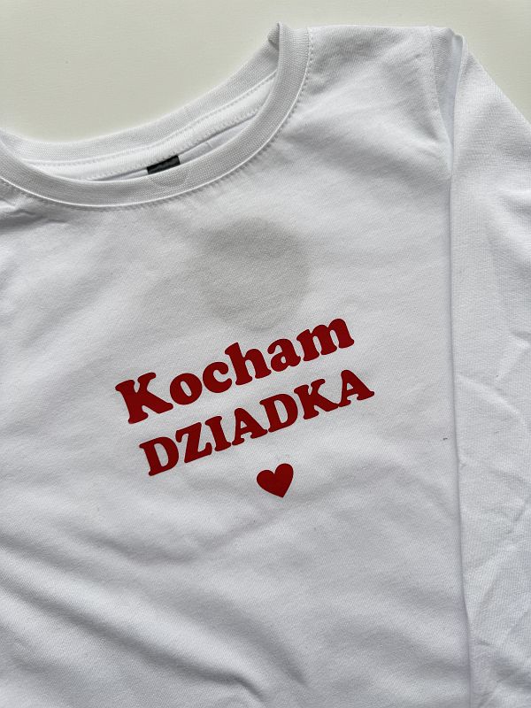 Koszulka biała długi rękaw kocham dziadka rozmiar 116