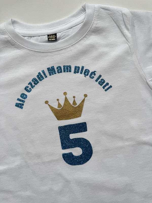 Koszulka biała krótki rękaw czad 5 lat rozmiar 116