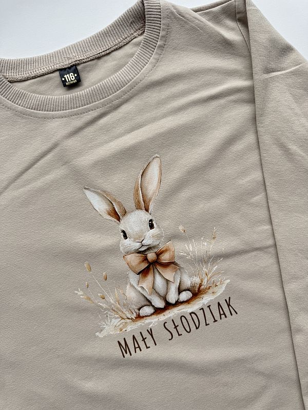 Koszulka beżowa długi rękaw króliczek rozmiar 116