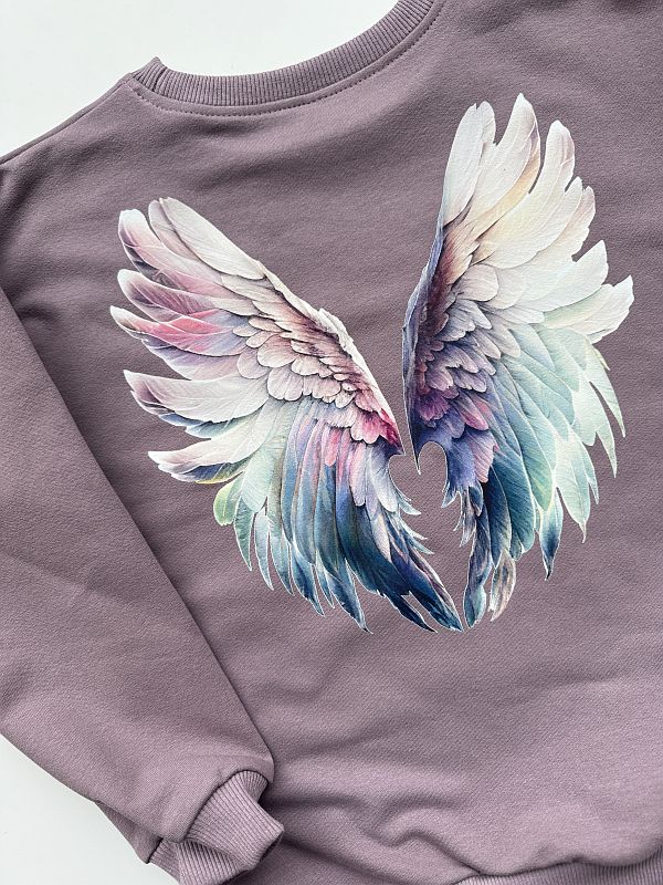 Bluza wrzosowa ze skrzydłami na plecach rozmiar 122