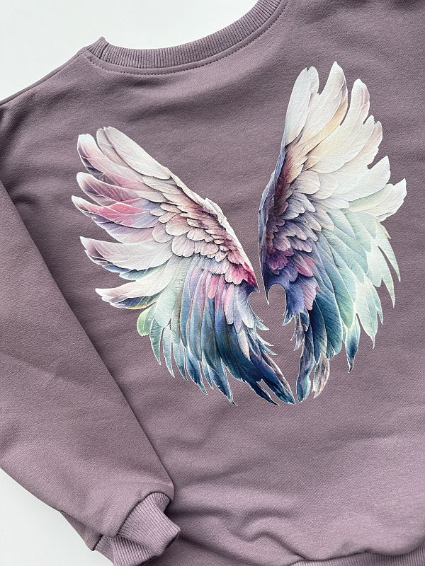 Bluza wrzosowa ze skrzydłami na plecach rozmiar 122