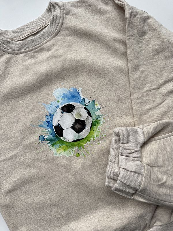 Komplet beż melaż bluza + spodnie dresowe piłka rozmiar 122