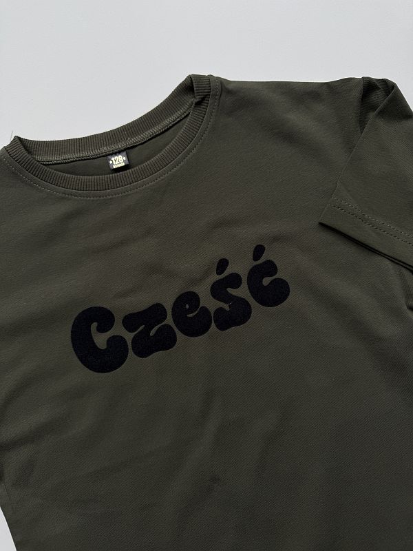 Koszulka oliwkowa krótki rękaw cześć rozmiar 128