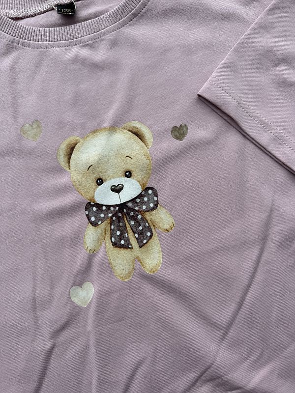 Koszulka różowa krótki rękaw misio rozmiar 128