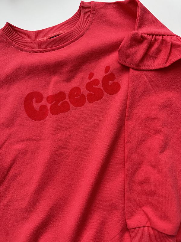 Bluza koralowa cześć rozmiar 128