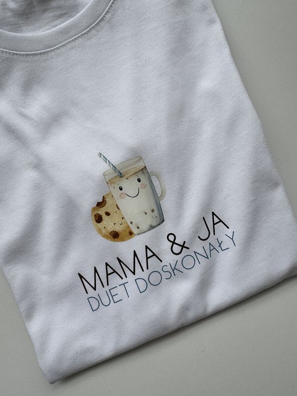 Koszulka biała krótki rękaw mama i ja duet doskonały rozmiar 164
