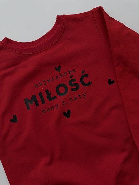Bluza czerwona najwieksza miłość mamy i taty rozmiar 128