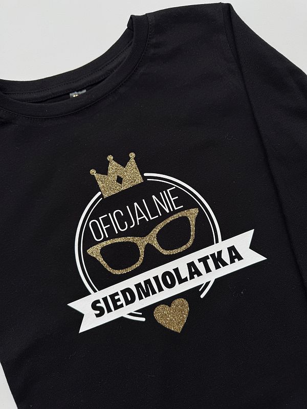 Koszulka czarna długi rękaw oficjalnie 7-latka rozmiar 128