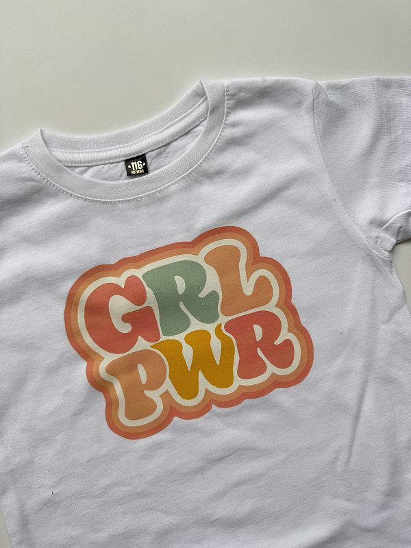 Koszulka biała krótki rękaw grl pwr rozmiar 116