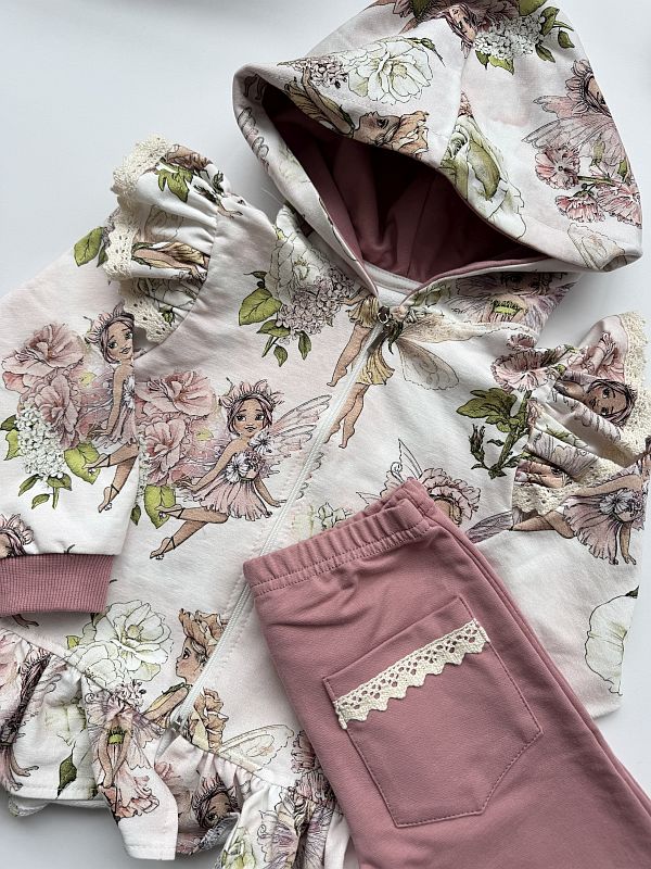 Komplet dla dziewczynki kwiatowe wróżki rozmiar 116