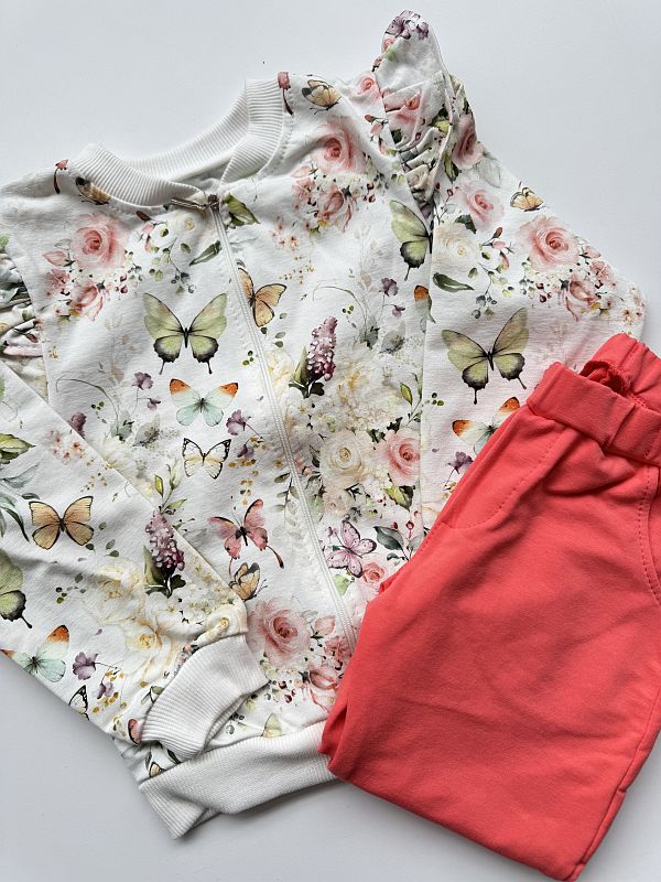 Komplet dla dziewczynki ogród motyli rozmiar 110