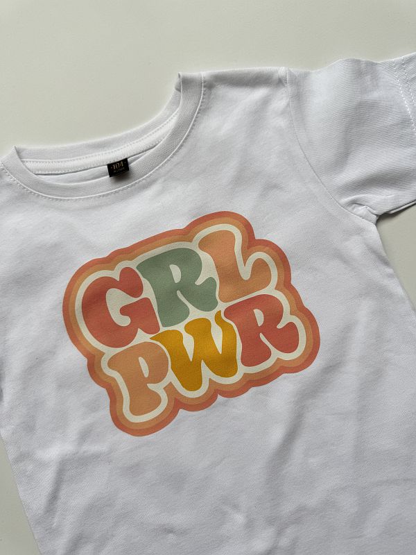 Koszulka biała krótki rękaw grl pwr rozmiar 104