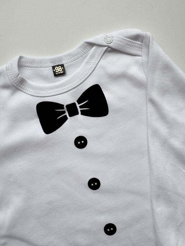 Body białe długi rękaw mucha rozmiar 98