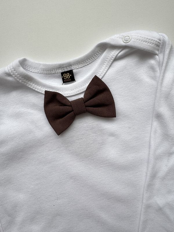 Body białe długi rękaw brązowa mucha rozmiar 98