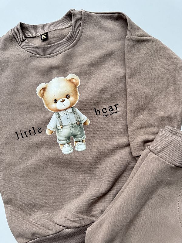 Komplet beżowy bluza + spodnie dresowe little bear rozmiar 92