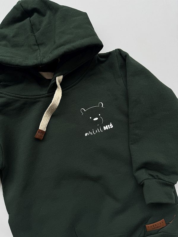 Bluza zielona z kapturem mały miś rozmiar 92