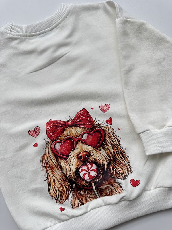 Bluza ecru piesek z lizakiem rozmiar 92