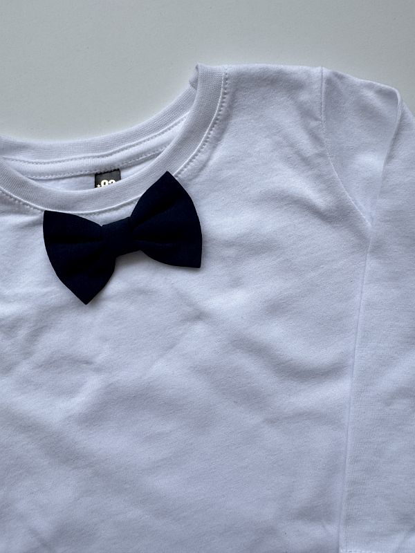 Koszulka biała długi rękaw granatowa mucha rozmiar 92