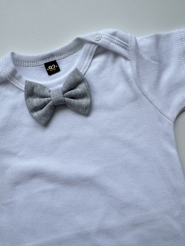 Body białe krótki rękaw szara mucha rozmiar 92