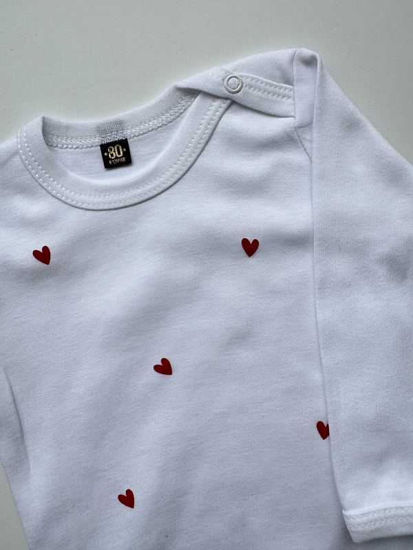 Body białe długi rękaw w serduszka rozmiar 80