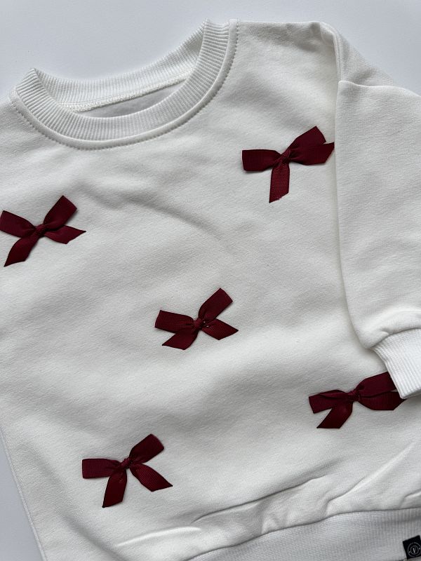 Bluza ecru serca w kokardki rozmiar 80