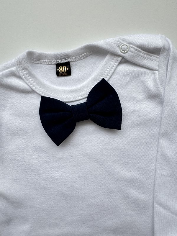 Body białe długi rękaw czarna mucha rozmiar 80