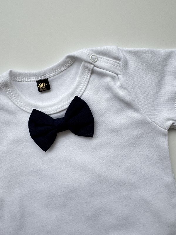 Body białe krótki rękaw czarna mucha rozmiar 80