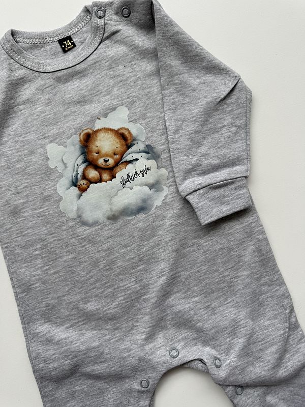 Pajac bez stópek szary miś na chmurce rozmiar 74