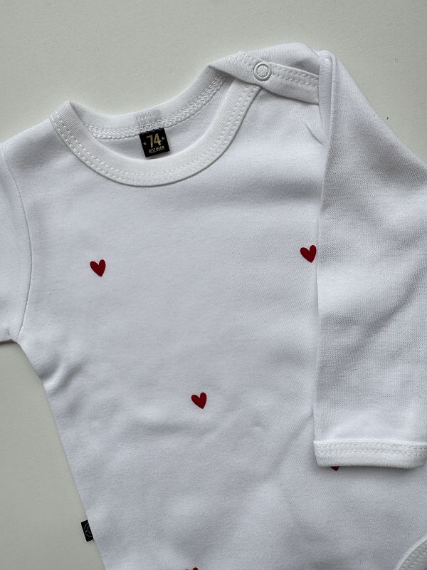 Body białe długi rękaw w serduszka rozmiar 74