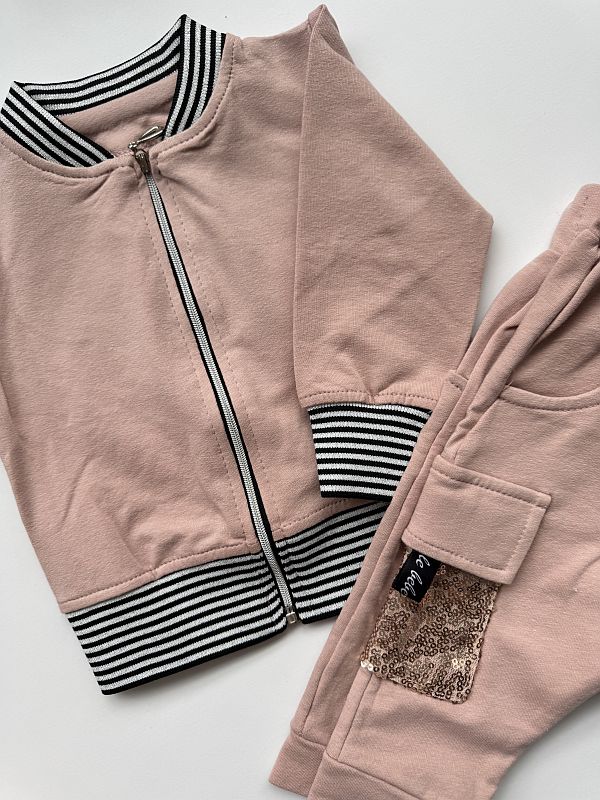 Komplet dla dziewczynki cekinowa kieszonka rozmiar 68