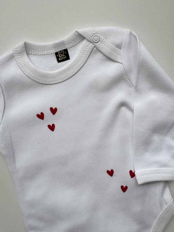 Body białe długi rękaw w serduszka rozmiar 62
