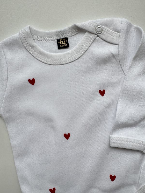 Body białe długi rękaw w serduszka rozmiar 62
