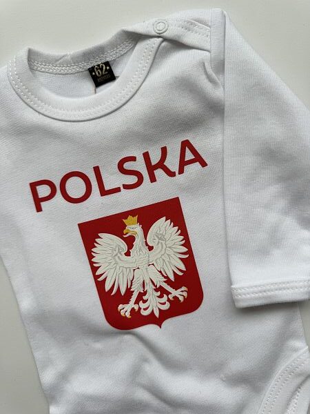 Body białe długi rękaw Polska z tyłu słodziak 9 rozmiar 62