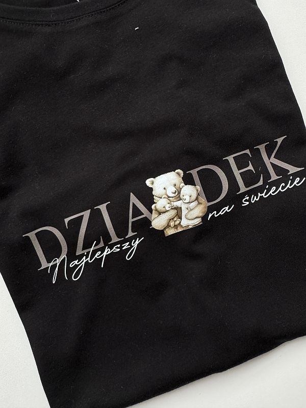 Koszulka męska czarna z nadrukiem dziadek najlepszy na świecie rozmiar XL