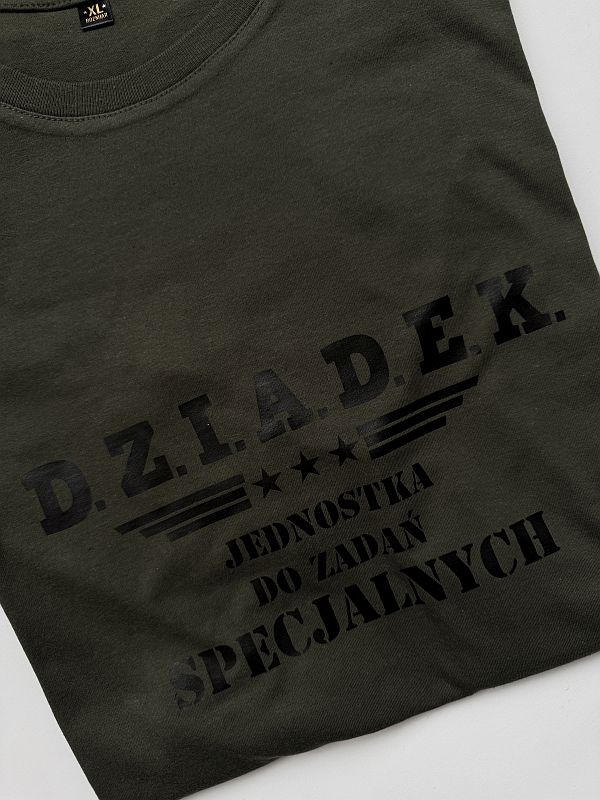 Koszulka męska oliwkowa z nadrukiem dziadek jednostka rozmiar XL