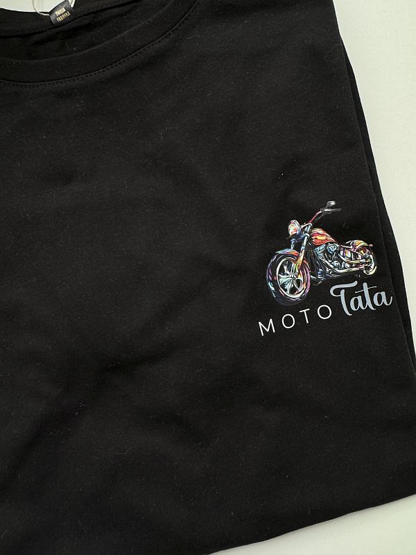 Koszulka męska czarna z nadrukiem moto tata rozmiar L
