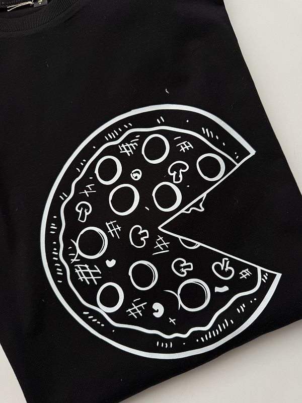 Koszulka czarna damska pizza rozmiar oversize long