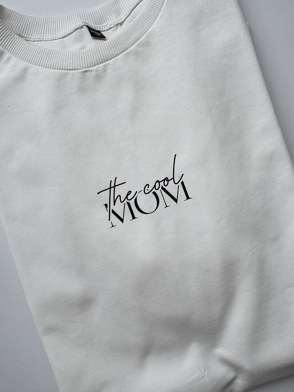 Koszulka ecru damska the cool mom rozmiar oversize long